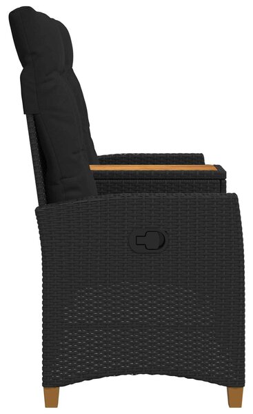 VidaXL Dönthető pad asztallal Fekete 126 x 65 x 112 cm polirattan