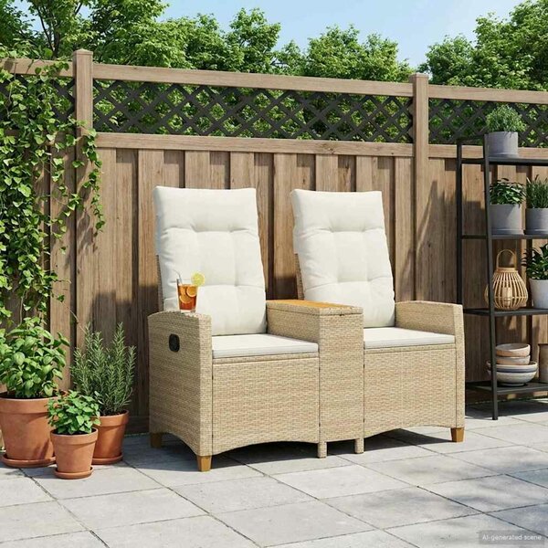 VidaXL Dönthető pad asztallal Beige és Krémszínű 126 x 65 x 112 cm