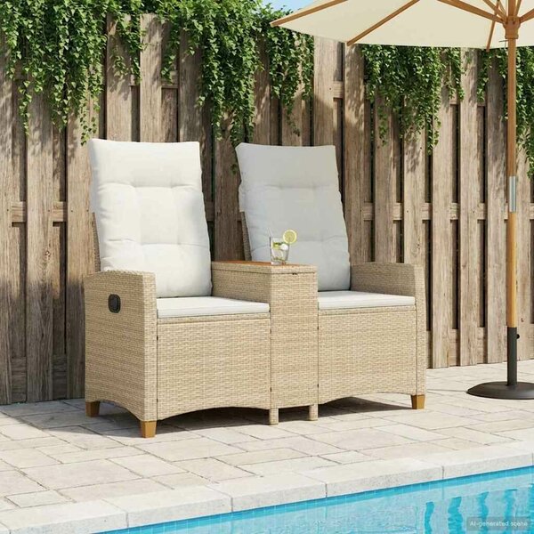 VidaXL Dönthető pad asztallal Beige és Krémszínű 126 x 65 x 112 cm