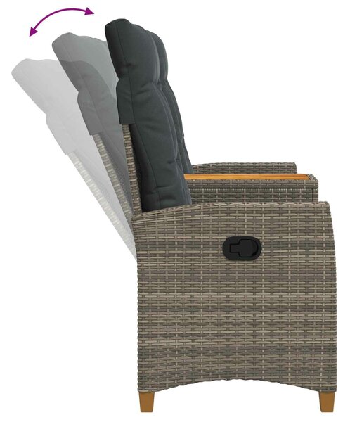 VidaXL Dönthető pad asztallal Szürke és sötétszürke 126 x 65 x 112 cm