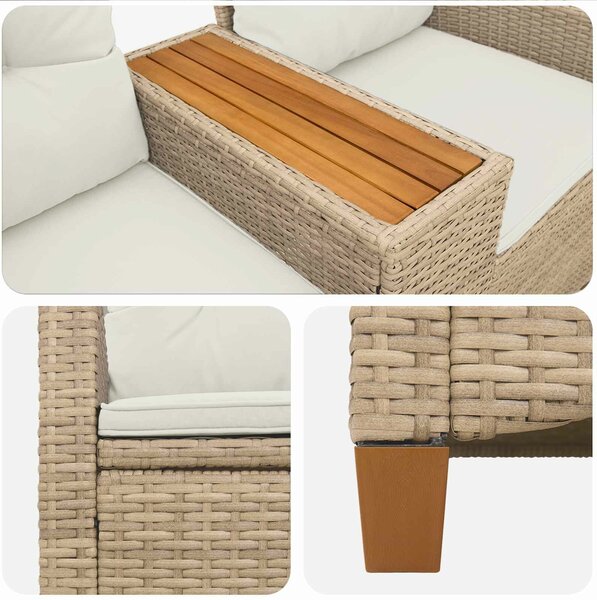 VidaXL Dönthető pad asztallal Beige és Krémszínű 126 x 65 x 112 cm