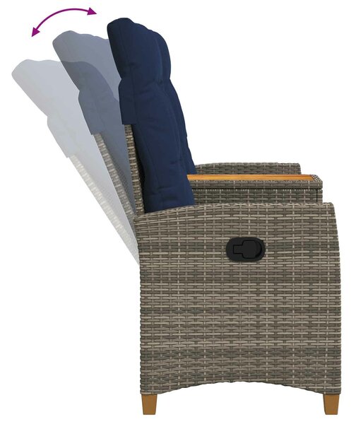 VidaXL Dönthető pad asztallal Szürke és sötétkék 126 x 65 x 112 cm
