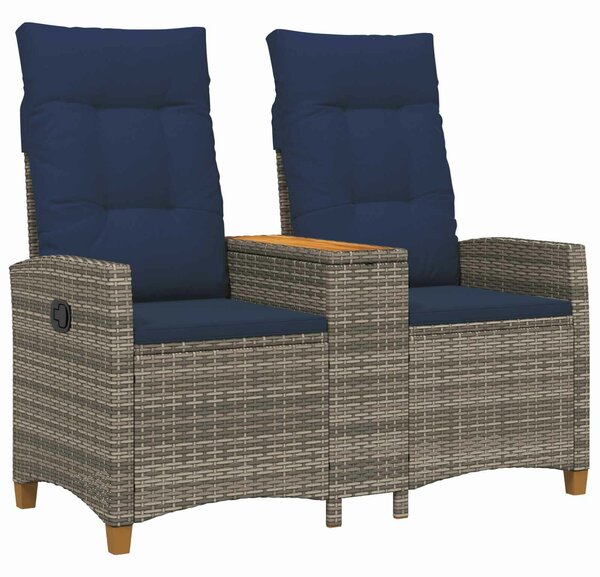 VidaXL Dönthető pad asztallal Szürke és sötétkék 126 x 65 x 112 cm