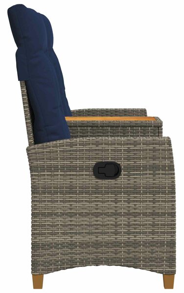 VidaXL Dönthető pad asztallal Szürke és sötétkék 126 x 65 x 112 cm