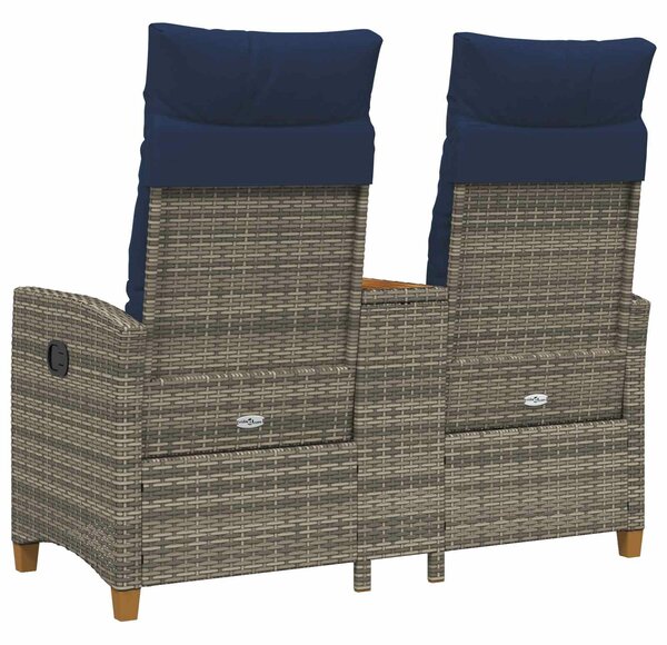 VidaXL Dönthető pad asztallal Szürke és sötétkék 126 x 65 x 112 cm