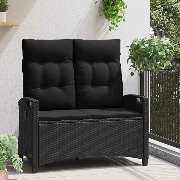 VidaXL Kerti pad párnával Fekete 105 x 60 x 112 cm Acél és poliészter