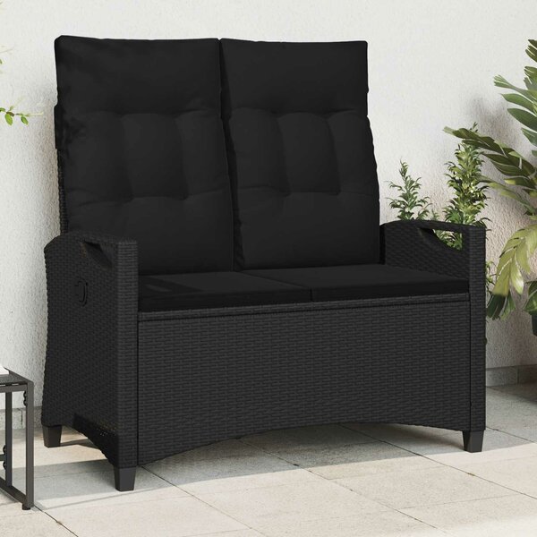 VidaXL Kerti pad párnával Fekete 105 x 60 x 112 cm Acél és poliészter