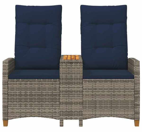 VidaXL Dönthető pad asztallal Szürke és sötétkék 126 x 65 x 112 cm