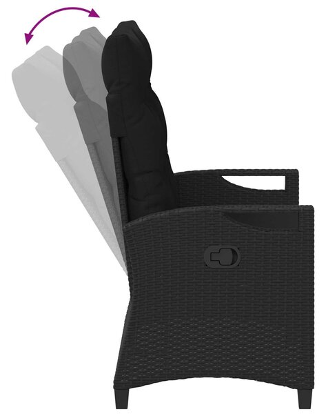 VidaXL Kerti pad párnával Fekete 105 x 60 x 112 cm Acél és poliészter