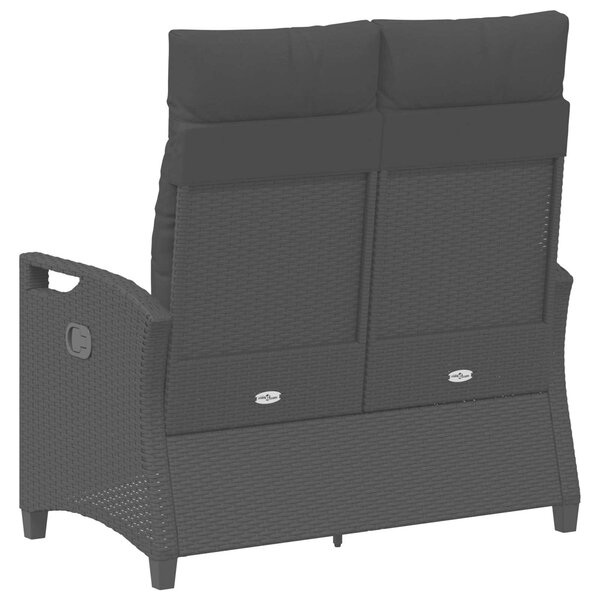 VidaXL Kerti pad párnával Fekete 105 x 60 x 112 cm Acél és poliészter