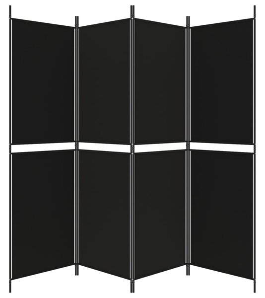 4 paneles fekete szövet térelválasztó 200 x 180 cm