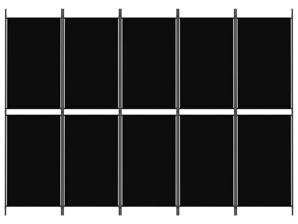 5 paneles fekete szövet térelválasztó 250x180 cm