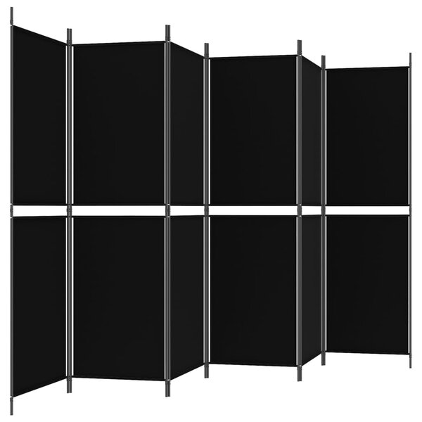 6 paneles fekete szövet térelválasztó 300x180 cm