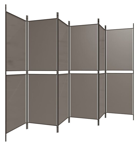 6 paneles antracitszürke szövet térelválasztó 300x180 cm