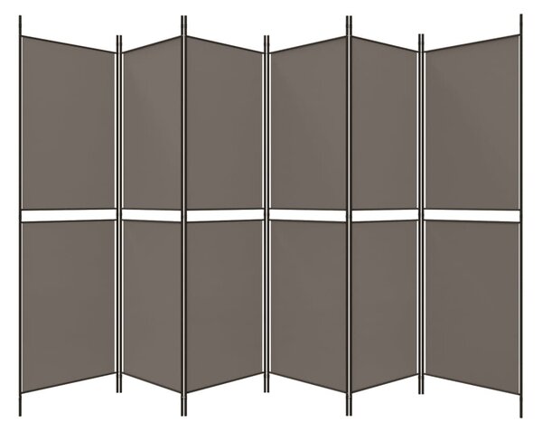 6 paneles antracitszürke szövet térelválasztó 300x180 cm