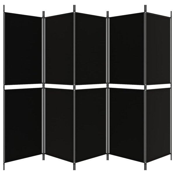 5 paneles fekete szövet térelválasztó 250x180 cm