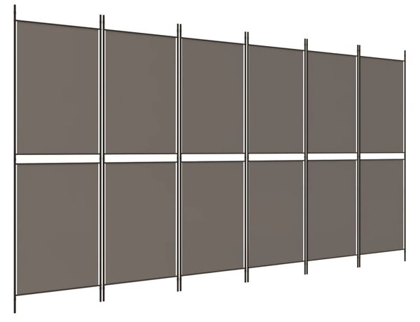 6 paneles antracitszürke szövet térelválasztó 300x180 cm
