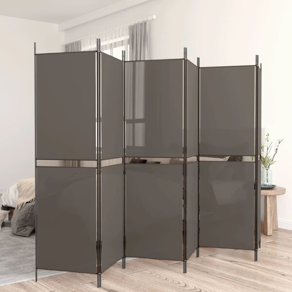 6 paneles antracitszürke szövet térelválasztó 300x180 cm