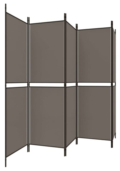 5 paneles antracitszürke szövet térelválasztó 250 x 220 cm