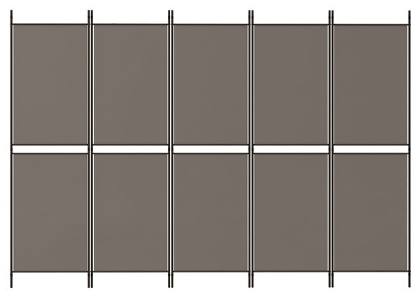 5 paneles antracitszürke szövet térelválasztó 250 x 220 cm