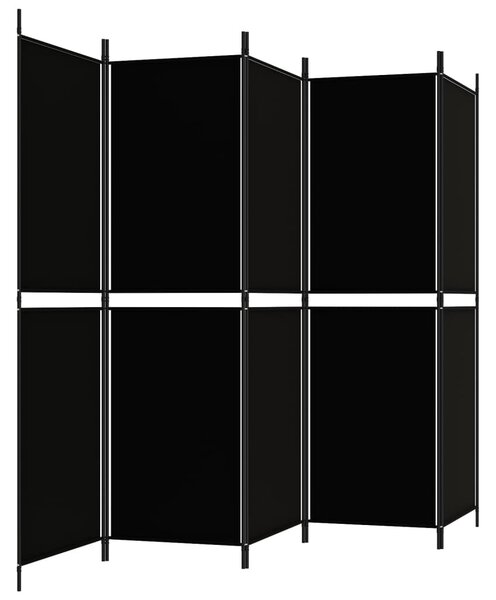 5 paneles fekete szövet térelválasztó 250x180 cm