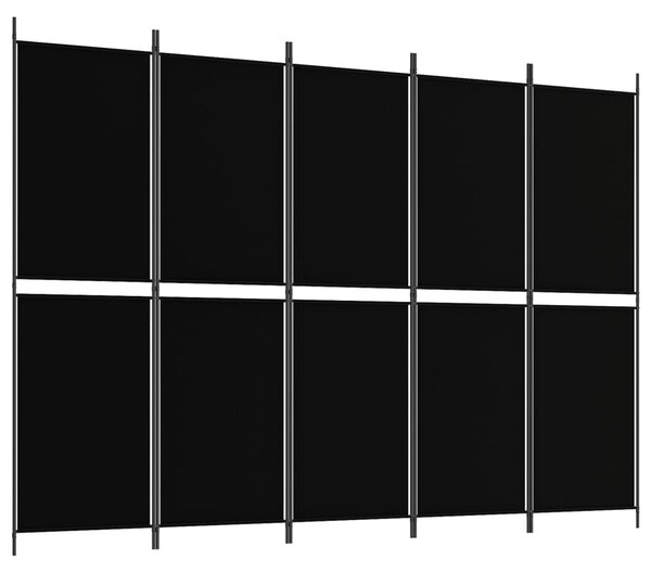 5 paneles fekete szövet térelválasztó 250x180 cm