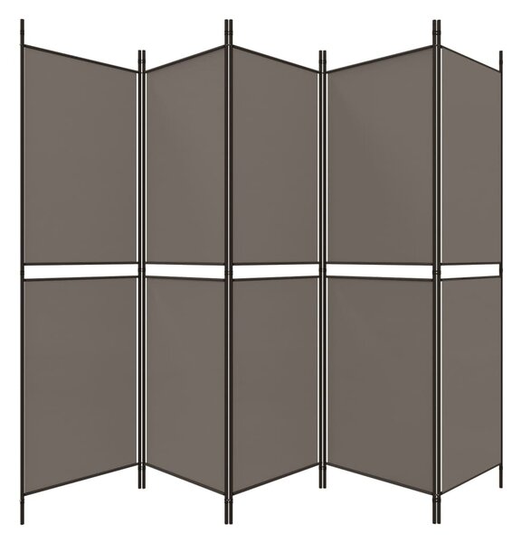 5 paneles antracitszürke szövet térelválasztó 250 x 220 cm