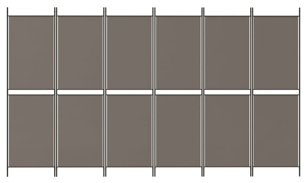 6 paneles antracitszürke szövet térelválasztó 300x180 cm