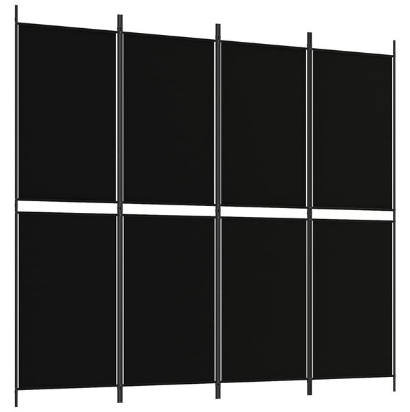 4 paneles fekete szövet térelválasztó 200 x 180 cm