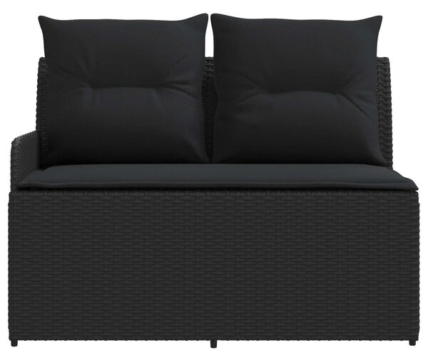 VidaXL Kerti karfás kanapé emelhető asztallal 2 Darab Fekete PE Rattan