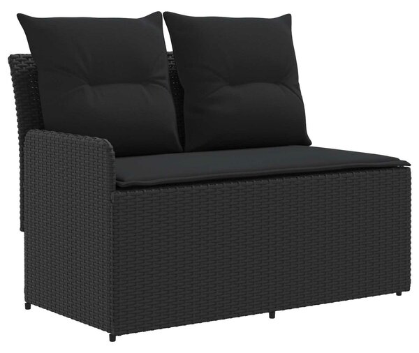VidaXL Kerti karfás kanapé emelhető asztallal 2 Darab Fekete PE Rattan