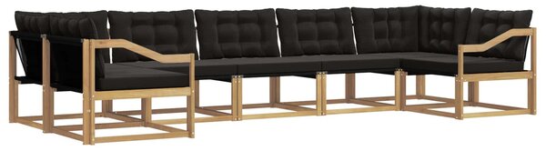 VidaXL Kültéri kanapé szett párnával 7 pcs Fehér és Fekete