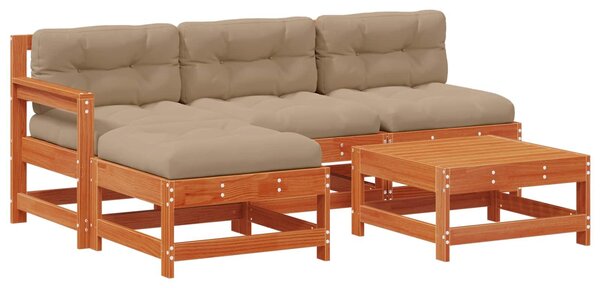 VidaXL Kerti lounge szett 5 pcs Gyantás Barna Fenyő Tömör Fenyőfa