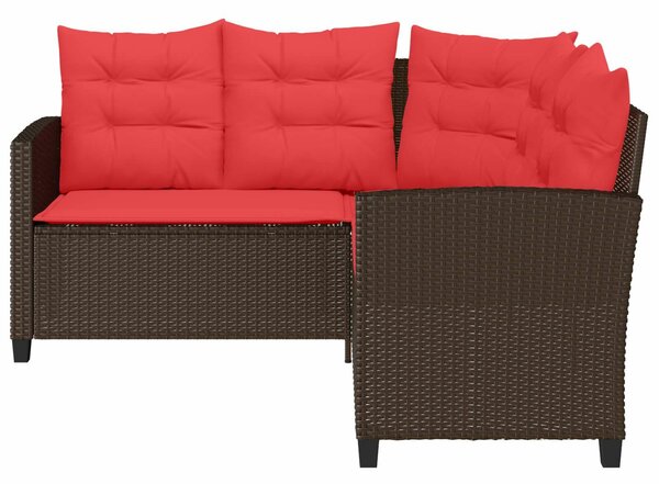 VidaXL Kültéri kanapé szett párnával 2 pcs Barna és Piros polirattan