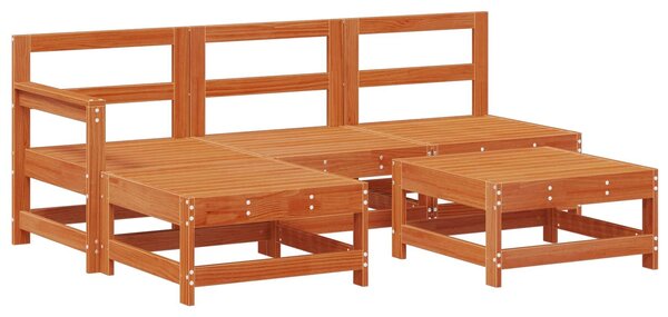 VidaXL Kerti lounge szett 5 pcs Gyantás Barna Fenyő Tömör Fenyőfa
