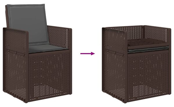 VidaXL Kert étkező szett párnával 5 pcs Barna és Antracitszürke PP