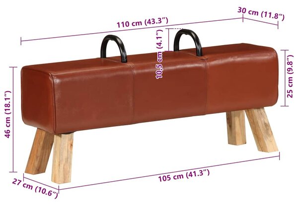 Barna valódi bőr tornapad 110 cm