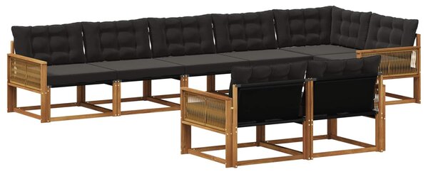 VidaXL Kültéri kanapé szett párnával 8 pcs Természetes és Fekete
