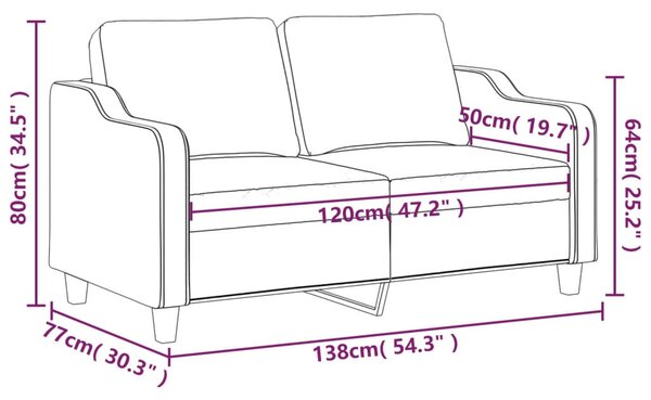 Kétszemélyes tópszínű szövet kanapé 120 cm