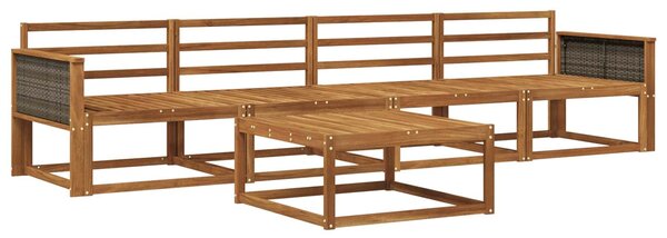 VidaXL Kültéri kanapé szett 5 pcs Természetes Tömör Akácfa