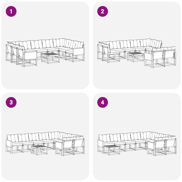 VidaXL Kültéri kanapé szett párnával 10 pcs Természetes és Fekete