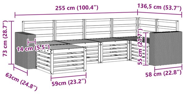 VidaXL Szegmentált kanapé szett 6 pcs Természetes
