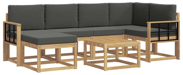 VidaXL Kültéri kanapé szett 7 pcs Fehér és Antracitszürke Tömör Akácfa