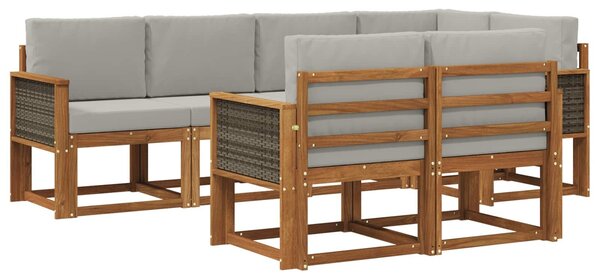 VidaXL Kültéri kanapé szett 7 pcs Természetes és Világosszürke