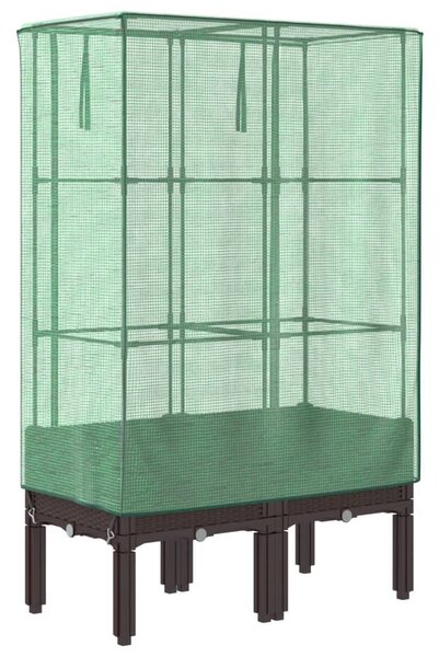 Rattan megjelenésű magaságyás melegháztakaróval 80x40x140 cm