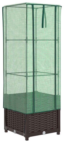 Rattan megjelenésű magaságyás melegháztakaróval 40x40x139 cm
