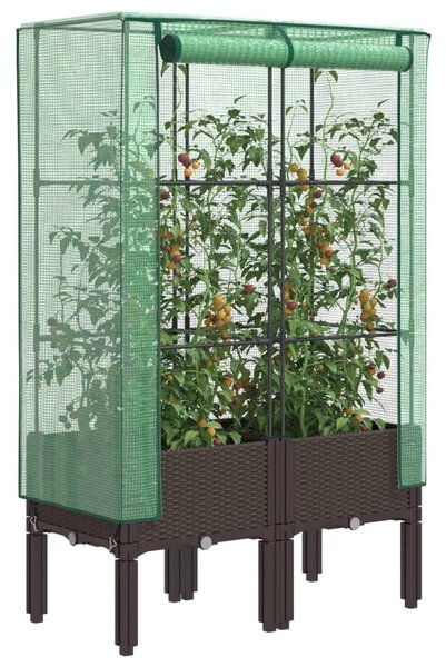 Rattan megjelenésű magaságyás melegháztakaróval 80x40x140 cm