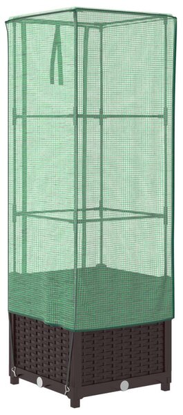 Rattan megjelenésű magaságyás melegháztakaróval 40x40x139 cm