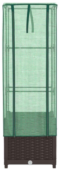 Rattan megjelenésű magaságyás melegháztakaróval 40x40x139 cm