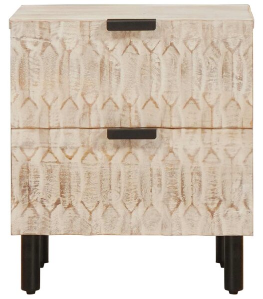 Éjjeliszekrény 2 pcs Fehér 40 x 33 x 46 cm Tömör Mangófát